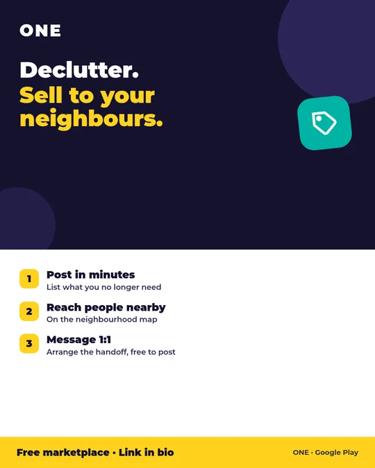 ONE: sell your unwanted stuff locally