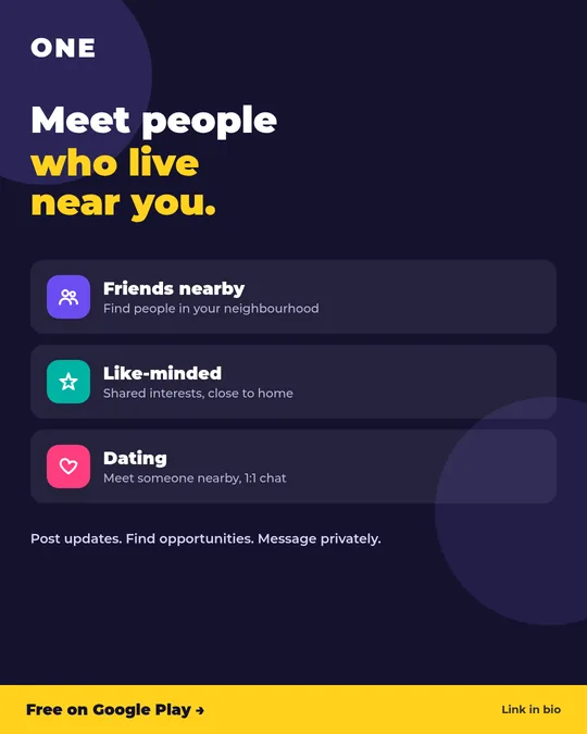 ONE: meet people nearby – friends, like-minded or dating
